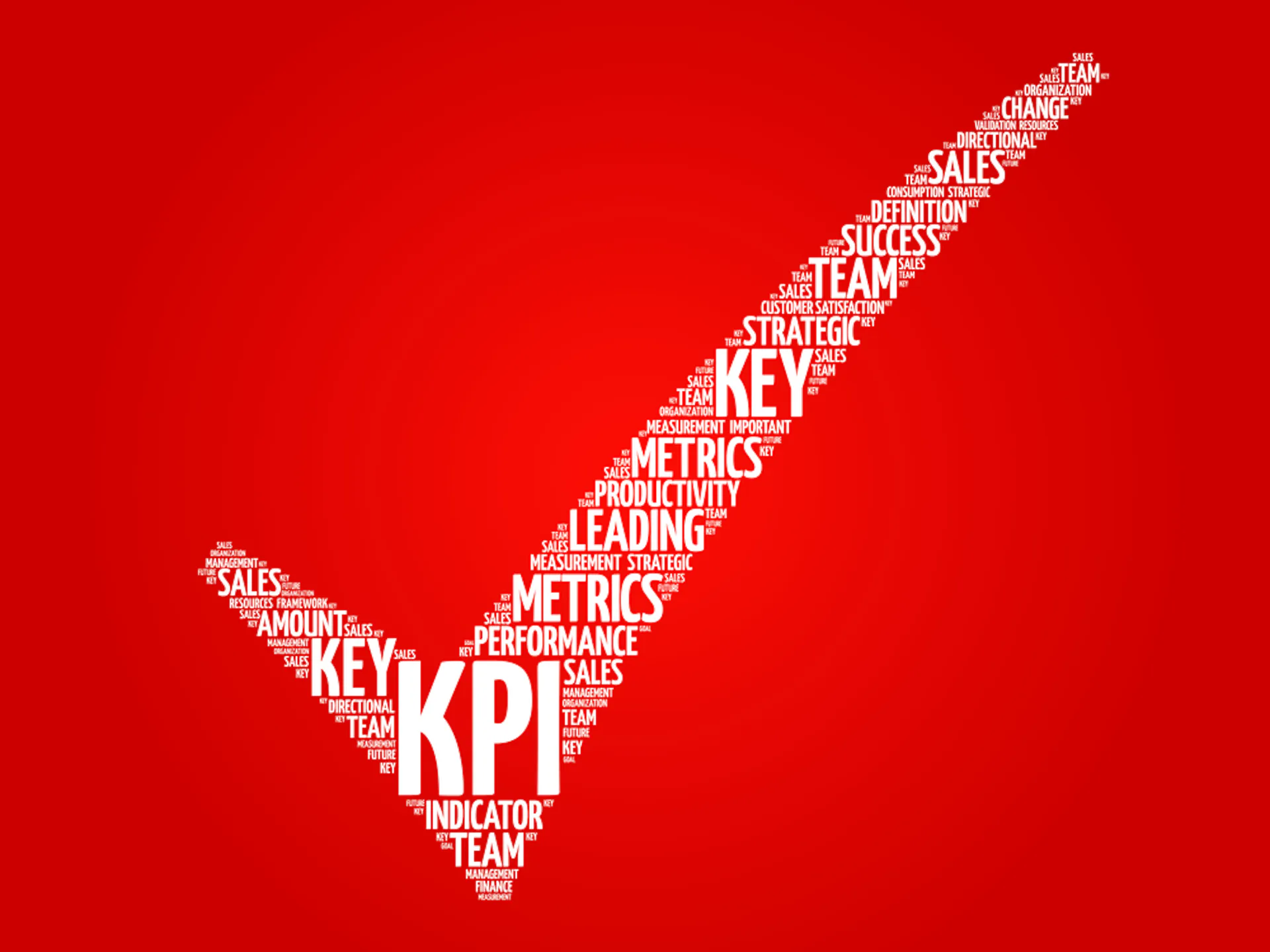 KPI – Key Performance Indicator check mark, vector business concept words cloud