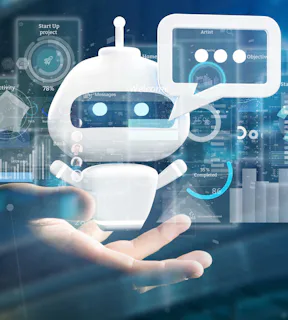 .Imagem de uma mão segurando um robô.